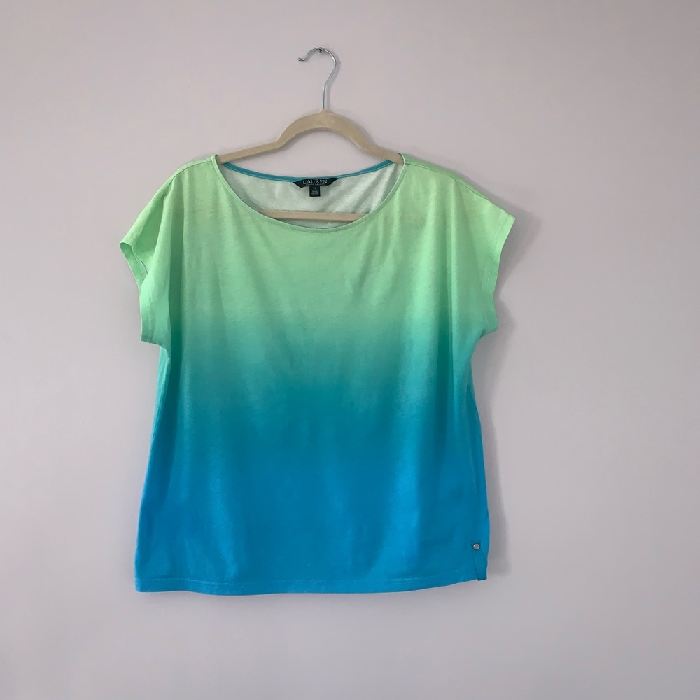 Ralph Lauren Gradient Green to Turquoise Short Sleeve Tee